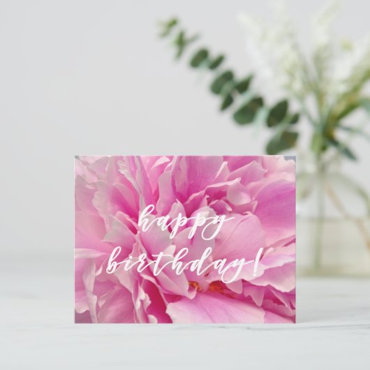 Gefeliciteerd met je verjaardag! Elegante Roze Pio Briefkaart (Staand voorkant)