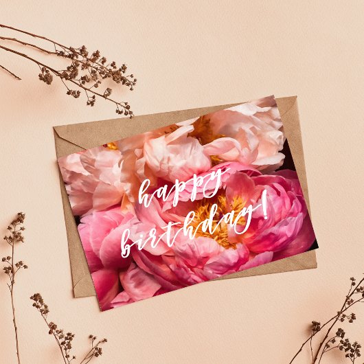 Gefeliciteerd met je verjaardag! Elegante Roze Pio Briefkaart