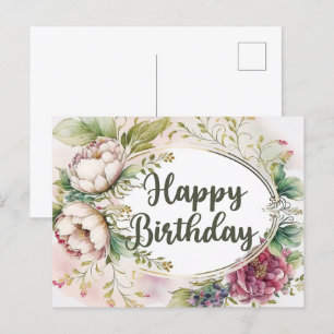 Gefeliciteerd met je verjaardag Elegante Vintage T Briefkaart