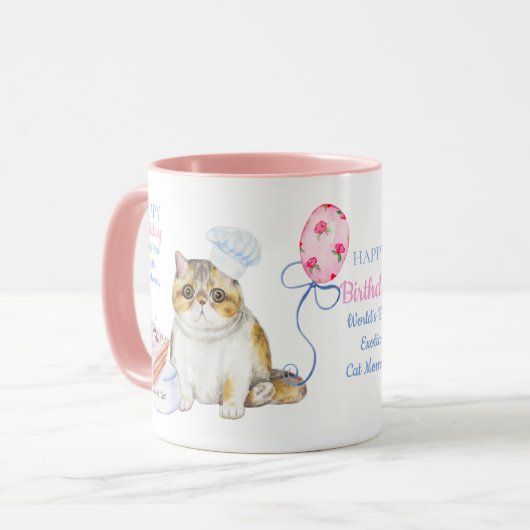 Gefeliciteerd met je verjaardag EXOTISCHE kattenmo Mok (Voorkant links)