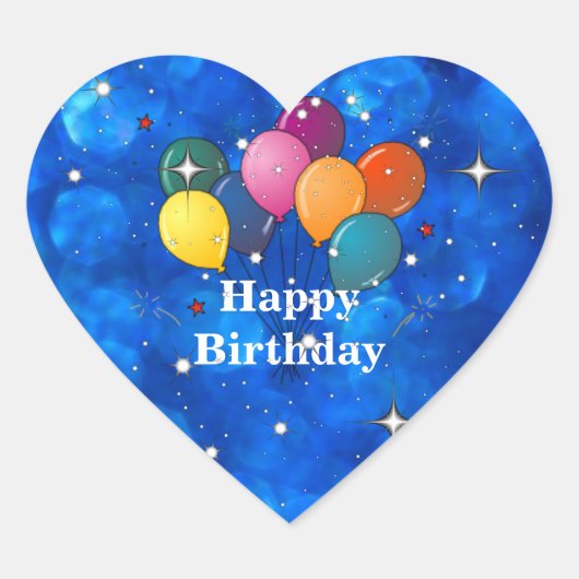 "Gefeliciteerd met je verjaardag," Feestballonnen Hart Sticker (Voorkant)