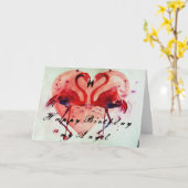 Gefeliciteerd met je verjaardag - Flamingo verjaar Kaart (Gele Bloem)