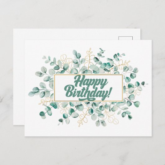 Gefeliciteerd met je verjaardag Groene en Gouden E Briefkaart (Voorkant / Achterkant)