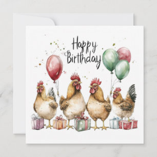 Gefeliciteerd met je verjaardag hanen FLAT CARD
