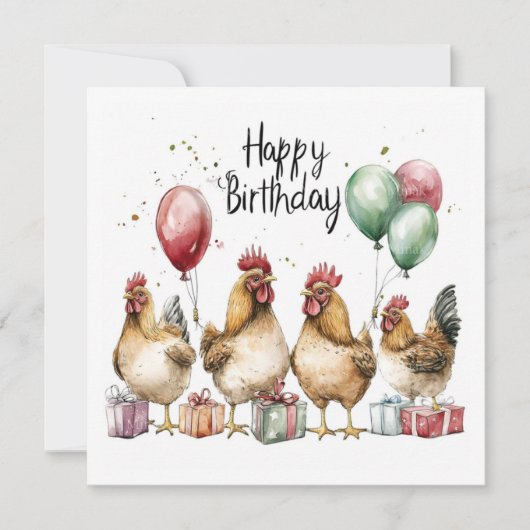 Gefeliciteerd met je verjaardag hanen FLAT CARD (Voorkant)