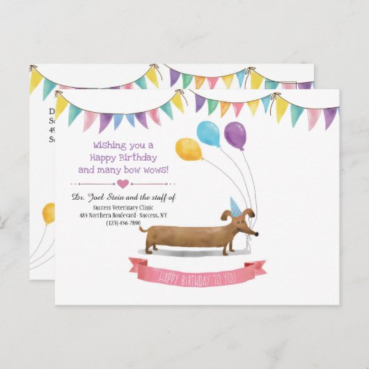 Gefeliciteerd met je verjaardag Hond Ansichtkaart Briefkaart (Voorkant / Achterkant)