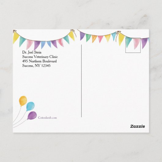 Gefeliciteerd met je verjaardag Hond Ansichtkaart Briefkaart (Achterkant)