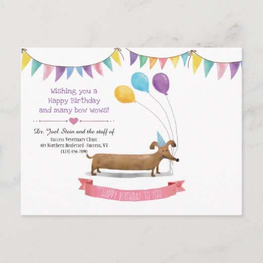 Gefeliciteerd met je verjaardag Hond Ansichtkaart Briefkaart (Voorkant)