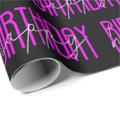 Gefeliciteerd met je verjaardag in Neon Pink Cadeaupapier (Rol Hoek)