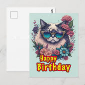 Gefeliciteerd met je verjaardag Kat Briefkaart (Voorkant / Achterkant)
