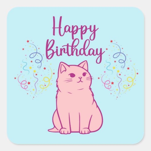Gefeliciteerd met je verjaardag Kat Vierkante Sticker (Voorkant)