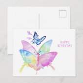 Gefeliciteerd met je verjaardag, kleurrijke vlinde briefkaart (Voorkant / Achterkant)