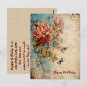 Gefeliciteerd met je verjaardag Lady Grunge Bloem  Briefkaart (Voorkant / Achterkant)