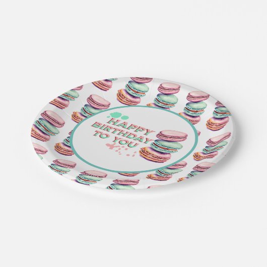 Gefeliciteerd met je verjaardag | Macaron Papieren Bordje (Gekanteld)