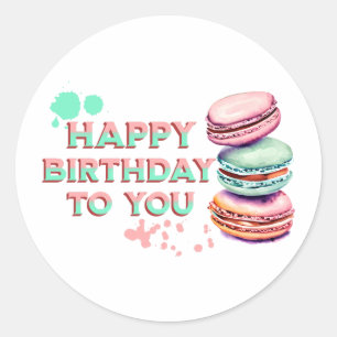 Gefeliciteerd met je verjaardag   Macaron Ronde Sticker