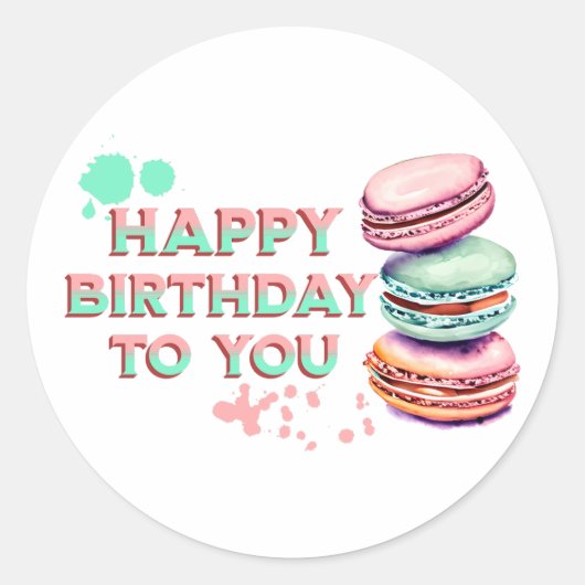 Gefeliciteerd met je verjaardag | Macaron Ronde Sticker (Voorkant)