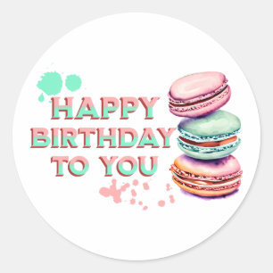 Gefeliciteerd met je verjaardag   Macaron Ronde Sticker