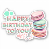 Gefeliciteerd met je verjaardag | Macaron Sticker (Voorkant)
