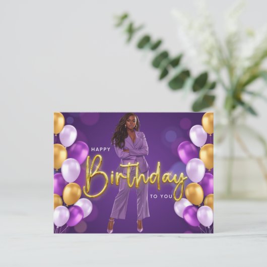 Gefeliciteerd met je verjaardag Melanin Zus Zwarte Briefkaart (Staand voorkant)