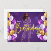 Gefeliciteerd met je verjaardag Melanin Zus Zwarte Briefkaart (Voorkant / Achterkant)