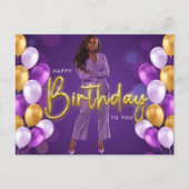 Gefeliciteerd met je verjaardag Melanin Zus Zwarte Briefkaart (Voorkant)