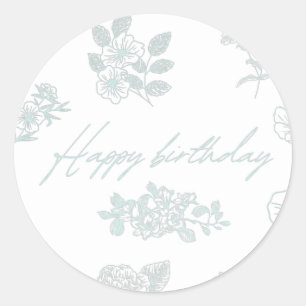 Gefeliciteerd met je verjaardag met de florale ach ronde sticker