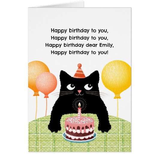 Gefeliciteerd met je verjaardag met kat, taart en  (Voorkant)