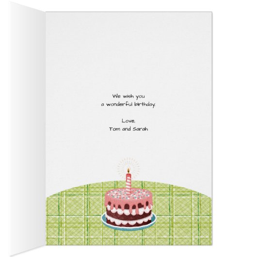 Gefeliciteerd met je verjaardag met kat, taart en  (Binnen (Rechts))