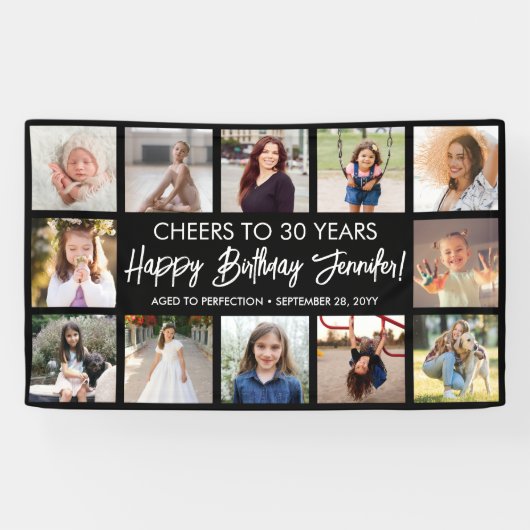 Gefeliciteerd met je verjaardag Moderne Foto Colla Spandoek (Horizontaal)