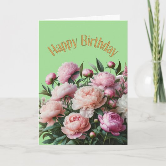 Gefeliciteerd met je verjaardag Mooie Pioenrozen Kaart (Voorkant)