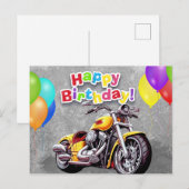 Gefeliciteerd met je verjaardag! motorrijder briefkaart (Voorkant / Achterkant)