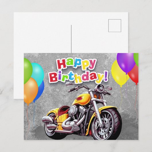 Gefeliciteerd met je verjaardag! motorrijder briefkaart (Voorkant / Achterkant)
