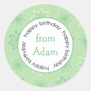 Gefeliciteerd met je verjaardag naar/van sticker (