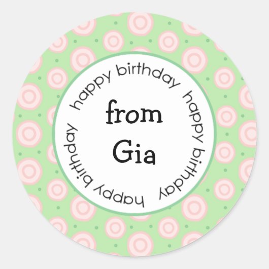 Gefeliciteerd met je verjaardag naar/van stickers  (Voorkant)