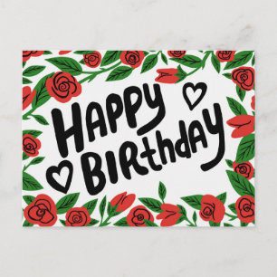 GEFELICITEERD MET JE VERJAARDAG Pretty Red Rose Fr Briefkaart