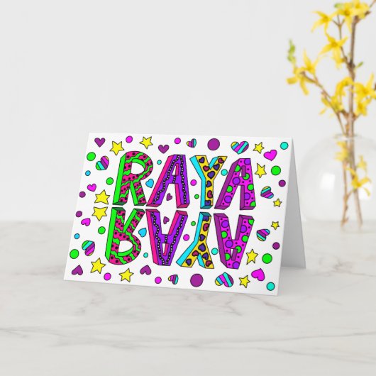 Gefeliciteerd met je verjaardag, Raya, naar een mo Kaart (Gele Bloem)