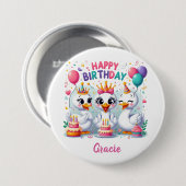 GEFELICITEERD MET JE VERJAARDAG RONDE BUTTON 7,6 CM (Voorkant /achterkant)