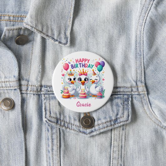 GEFELICITEERD MET JE VERJAARDAG RONDE BUTTON 7,6 CM (In situ)