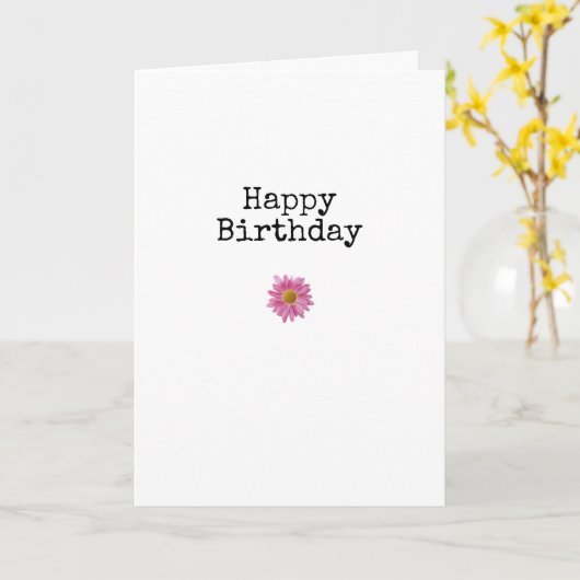 Gefeliciteerd met je verjaardag! Roze Daisy Modern Kaart (Gele Bloem)