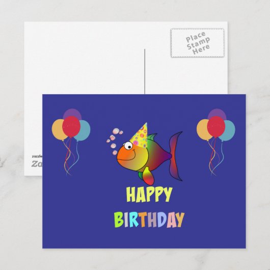 Gefeliciteerd met je verjaardag, schattige en kleu briefkaart (Voorkant / Achterkant)