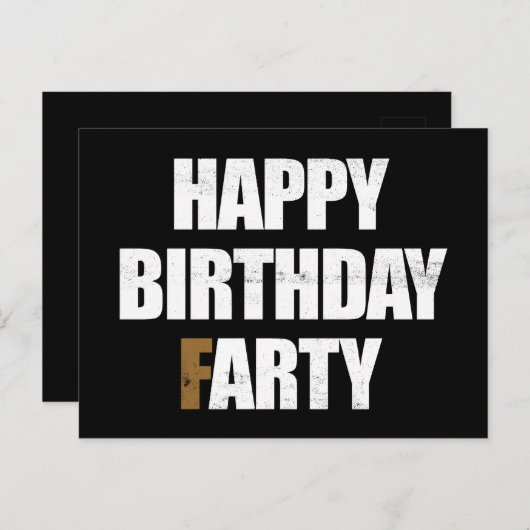 Gefeliciteerd met je verjaardag scheet, ongepaste  briefkaart (Voorkant / Achterkant)