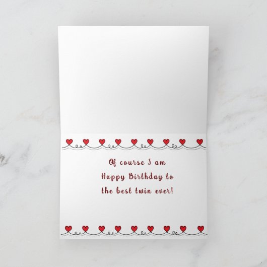 GEFELICITEERD MET JE VERJAARDAG ***TWEELING*** KAART (Binnen)