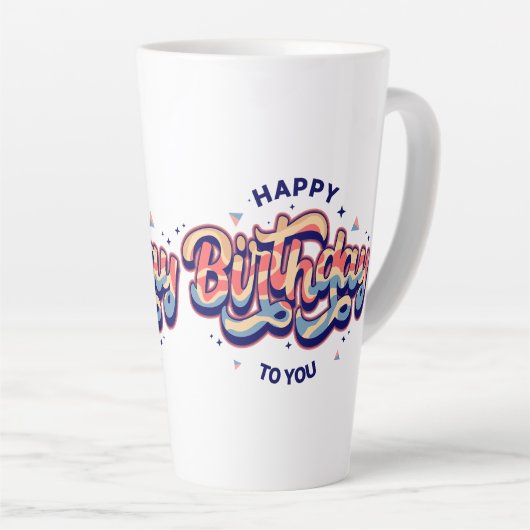 "Gefeliciteerd met je verjaardag: typografie en ku Latte Mok (Rechterhoek)