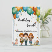 Gefeliciteerd met je verjaardag, uitnodiging (Staand voorkant)