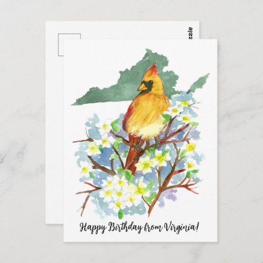 Gefeliciteerd met je verjaardag vanuit Virginia Ka Briefkaart (Voorkant / Achterkant)