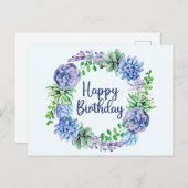 Gefeliciteerd met je verjaardag Waterverf Succulen Briefkaart (Voorkant / Achterkant)