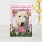 Gefeliciteerd met je verjaardag - Wire Fox Terrier Kaart (Gele Bloem)
