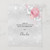 Gefeliciteerd met je verjaardag zilverroze bloemen (Achterkant)