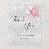 Gefeliciteerd met je verjaardag zilverroze bloemen (Voorkant)