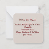 Gefeliciteerd met je verjaardag zoon notitiekaartje (Achterkant)